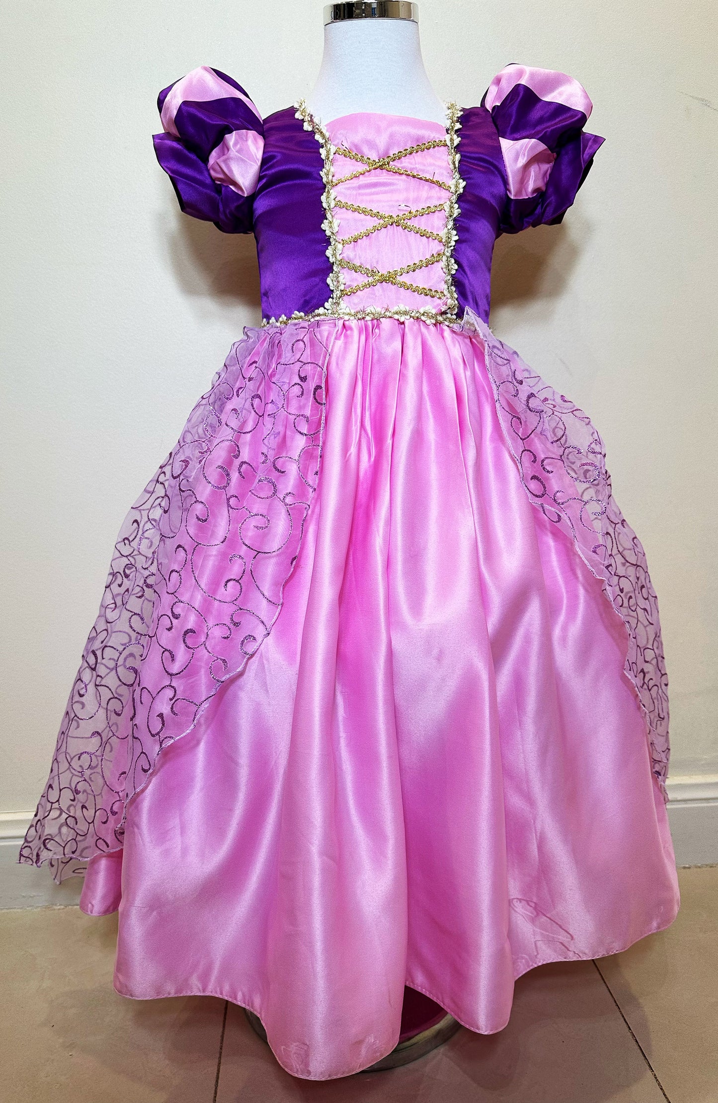 Girls Purple Pink Sofia Rapunzel Princess Dresses Style3