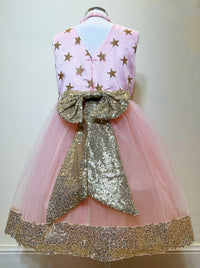 Embroidered Lace Princess Dresses Pink With Golden Star