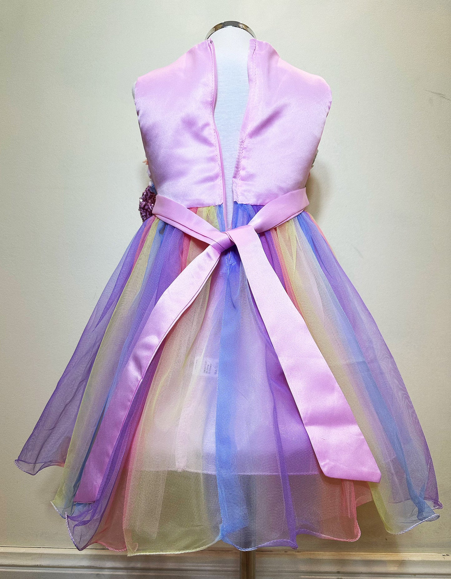 Rainbow Pink Flower Princess Dresses