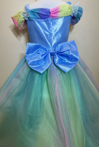 Embroidered Lace Rainbow Light Blue Cinderella Princess Dresses