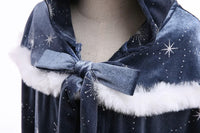 Princess Winter Cloak Cape Navy Star Blue