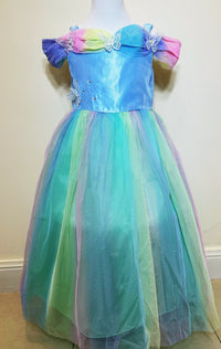 Embroidered Lace Rainbow Light Blue Cinderella Princess Dresses