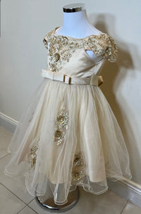 Embroidered Lace Luxury Champagne Piano Dancing Princess Dresses