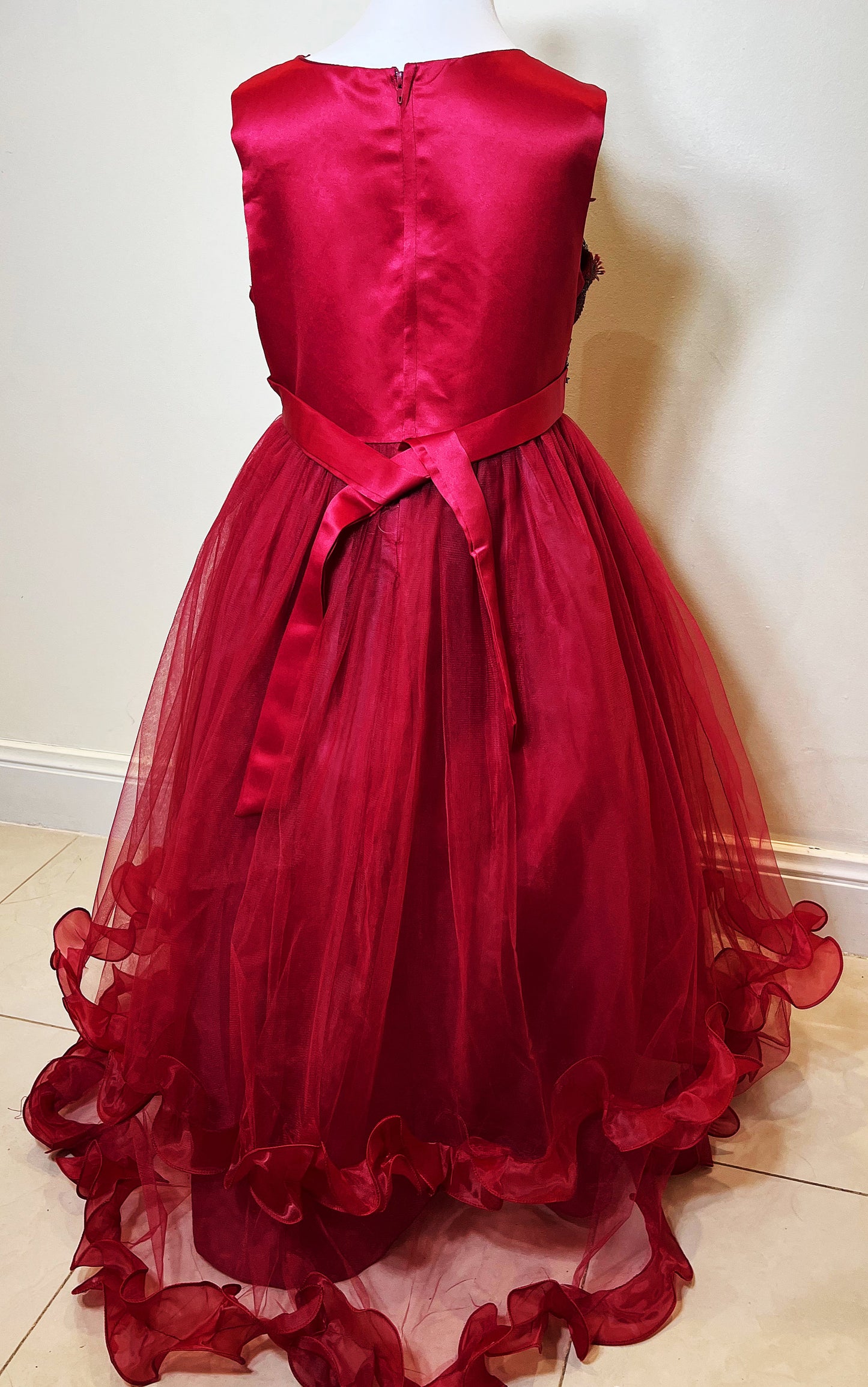 Embroidered Lace Luxury Claret Piano Dancing Princess Dresses