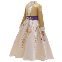 Elegant and Luxurious Frozen Anna Chestnut Colour Long Sleeve Princess Dresses