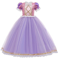 Girls Shinny Purple Sofia Rapunzel Princess Dresses Style1