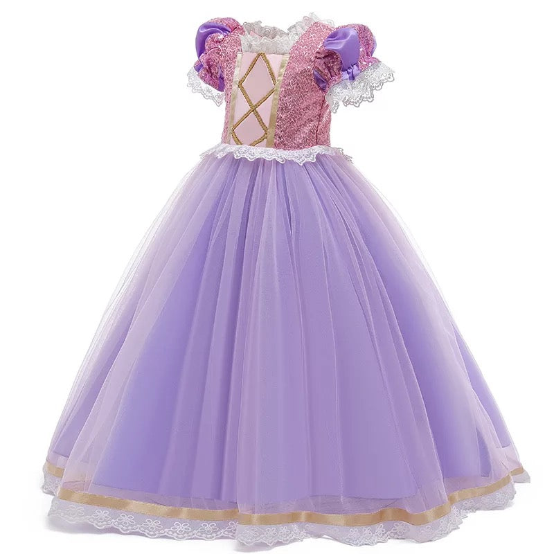 Girls Shinny Purple Sofia Rapunzel Princess Dresses Style1