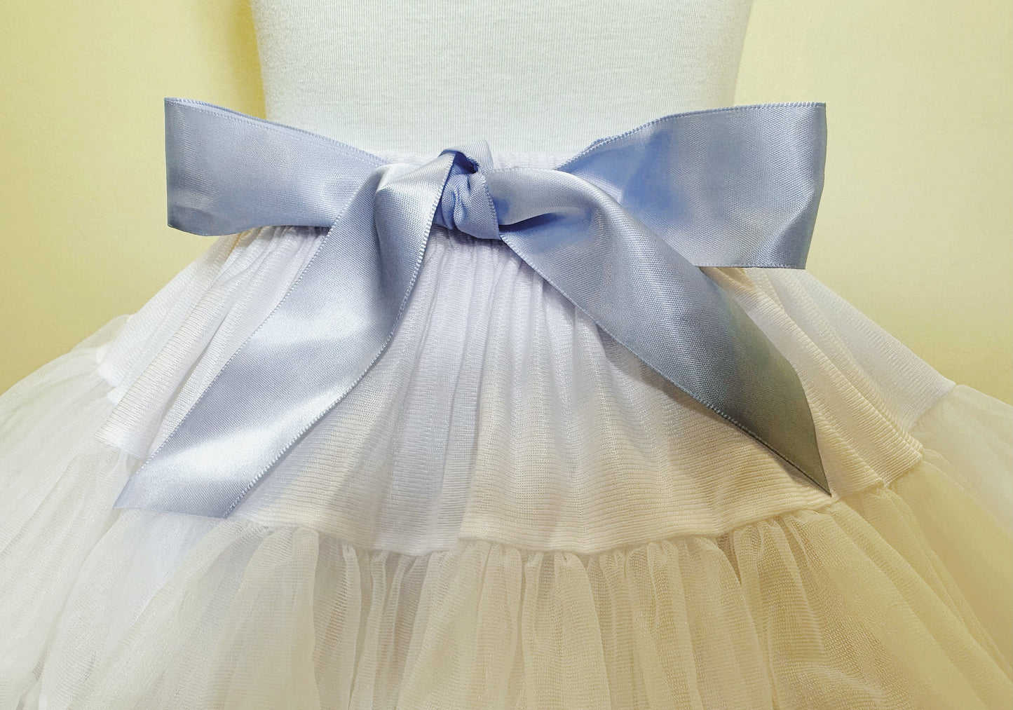 Girls Tutu Skirt Double Fluffy White with Light Blue