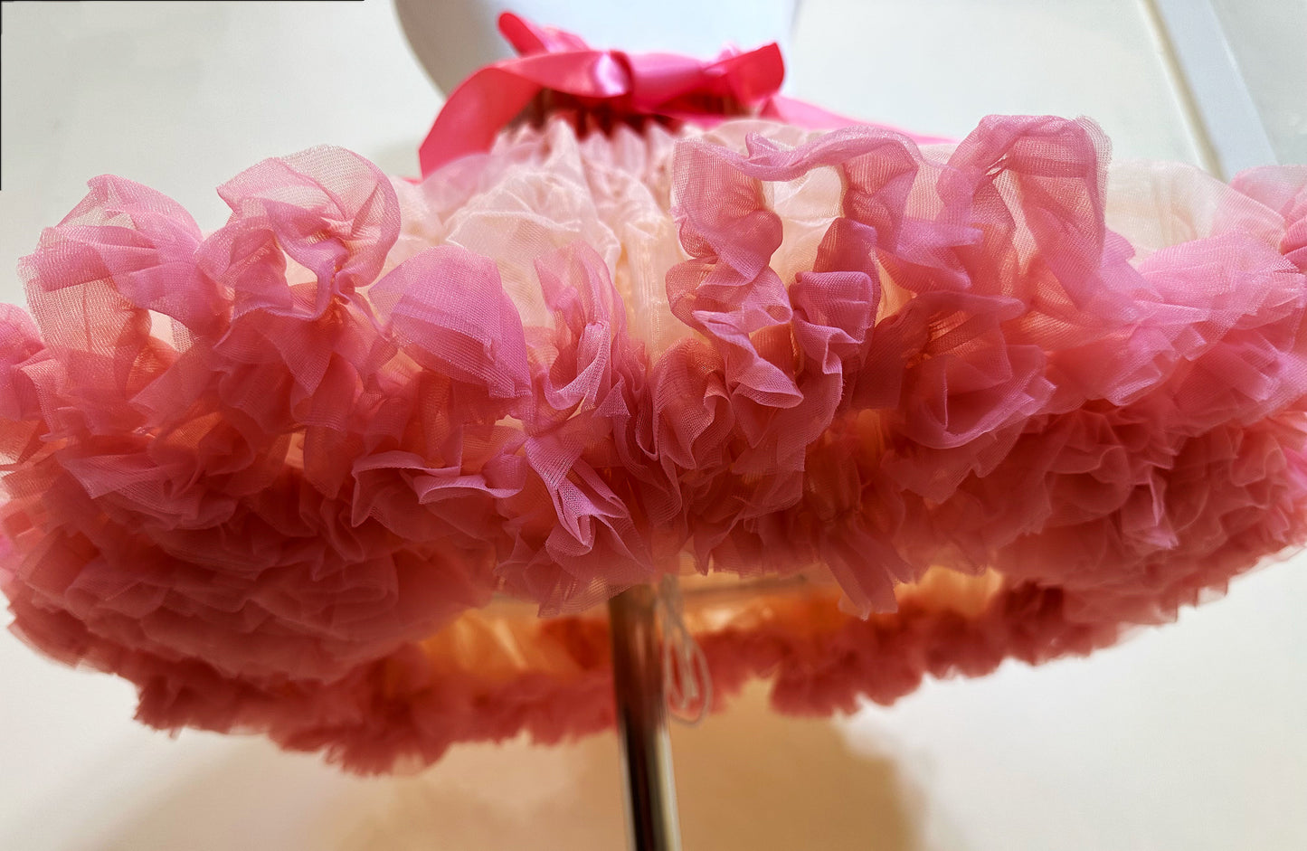 Girls Tutu Skirt Peach With Watermelon Red Edge