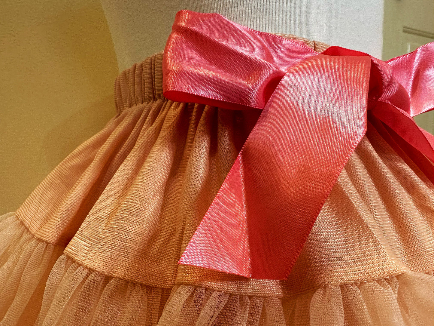 Girls Tutu Skirt Peach With Watermelon Red Edge