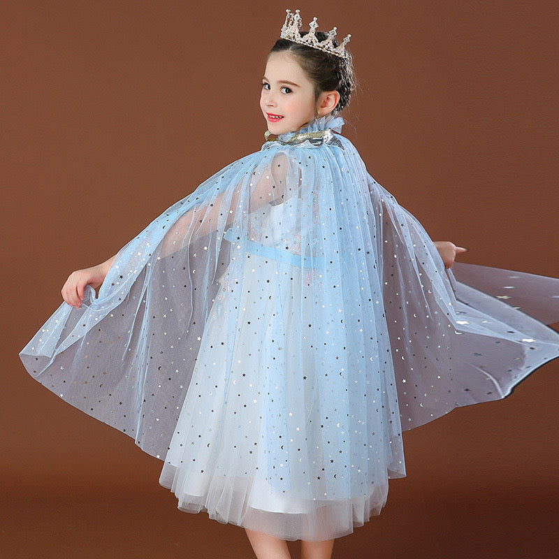 Princess Cloak Cape Star Light Blue