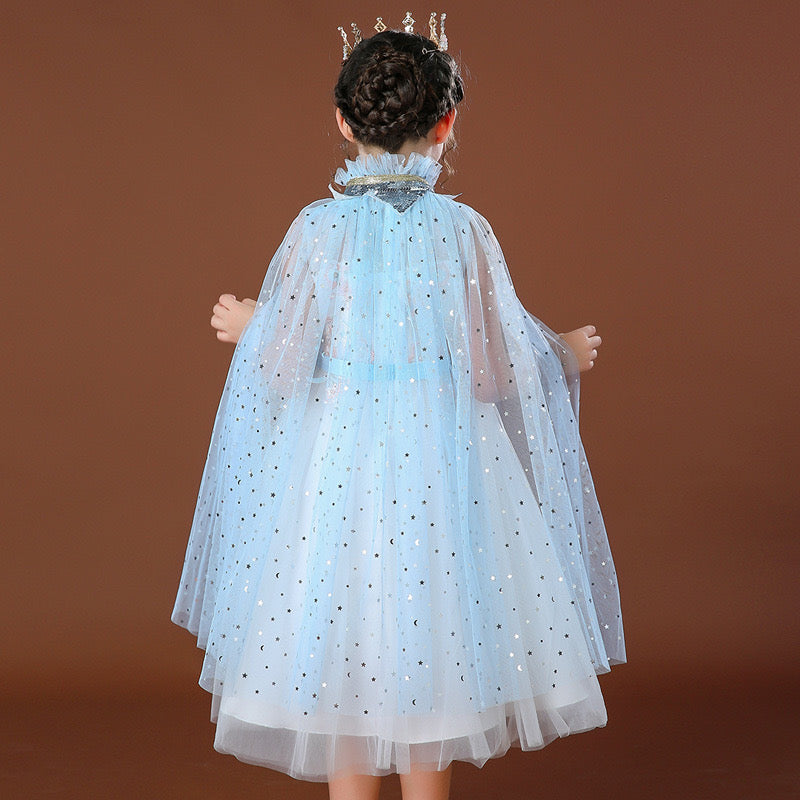 Princess Cloak Cape Star Light Blue