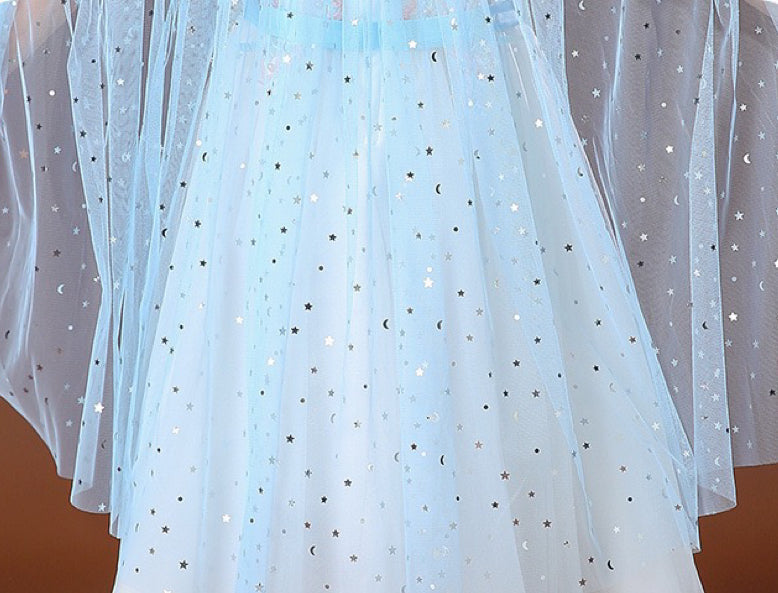 Princess Cloak Cape Star Light Blue