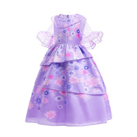 Embroidered Transparent Lace Purple Flower Costume Party Encanto Isabela Princess Dresses