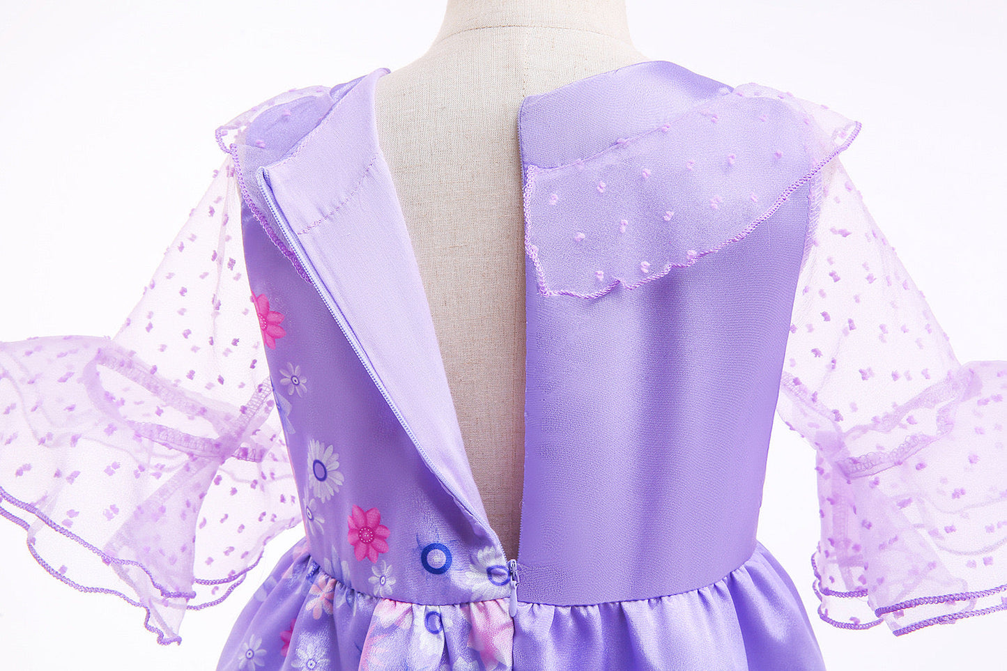 Embroidered Transparent Lace Purple Flower Costume Party Encanto Isabela Princess Dresses