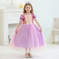 Girls Shinny Purple Sofia Rapunzel Princess Dresses Style1