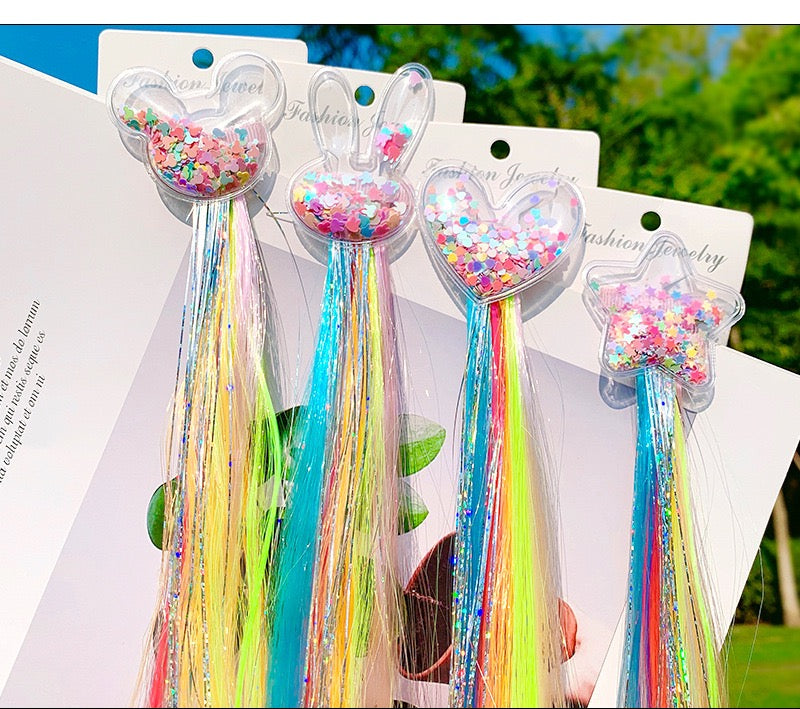 Children's Hair Accessories Colourful Wig With Hairpin