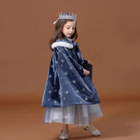 Princess Winter Cloak Cape Navy Star Blue