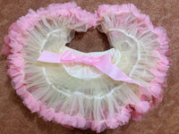 Girls Tutu Skirt Rice White With Pink And Leather Pink Edge