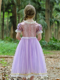 Girls Shinny Purple Sofia Rapunzel Princess Dresses Style1