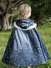 Princess Winter Cloak Cape Navy Star Blue