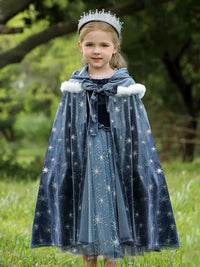 Princess Winter Cloak Cape Navy Star Blue